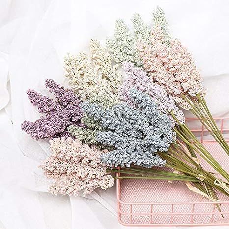 6Pcs/Pack Artificial Vanilla Mini Foam Berry Spike Artificial Flowers Bouquet for Home Plant Wall... | Amazon (US)
