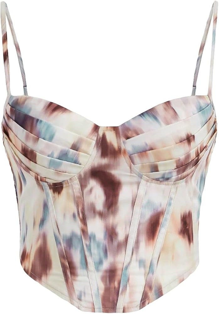 SOLY HUX Women's Tie Dye Bustier Cami Top Sleeveless Slim Fit Y2K Corset Crop Tops | Amazon (US)