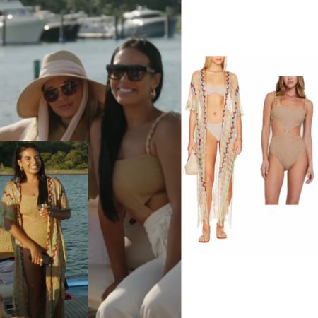 Danielle Olivera’s Gold Cutout Swimsuit and Cover Up 