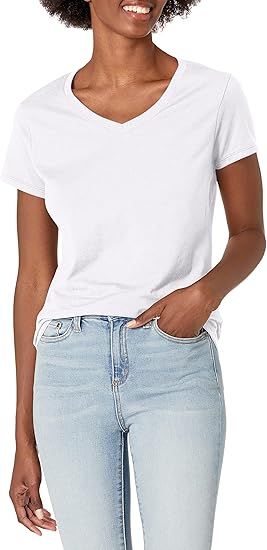 Hanes womens X-Temp V-Neck T-Shirt | Amazon (US)