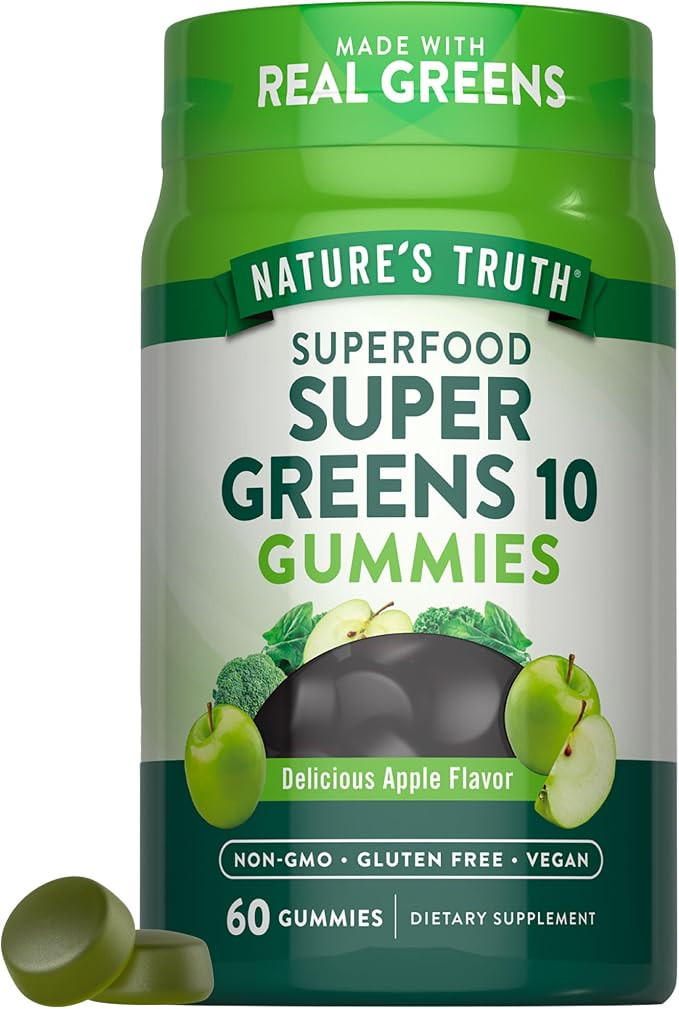 Nature's Truth Super Greens Gummies | 60 Count | Vegan & Non-GMO Supplement | Made with Real Gree... | Amazon (US)
