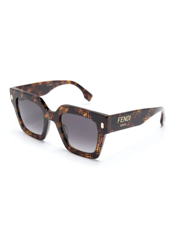 Fendi Eyewear logo-print square-frame Sunglasses - Farfetch | Farfetch Global