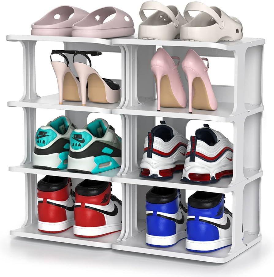 Freely Combinable Shoe Rack, Stackable Small Shoe Organizer for Closet, Entryway, Free Standing S... | Amazon (US)