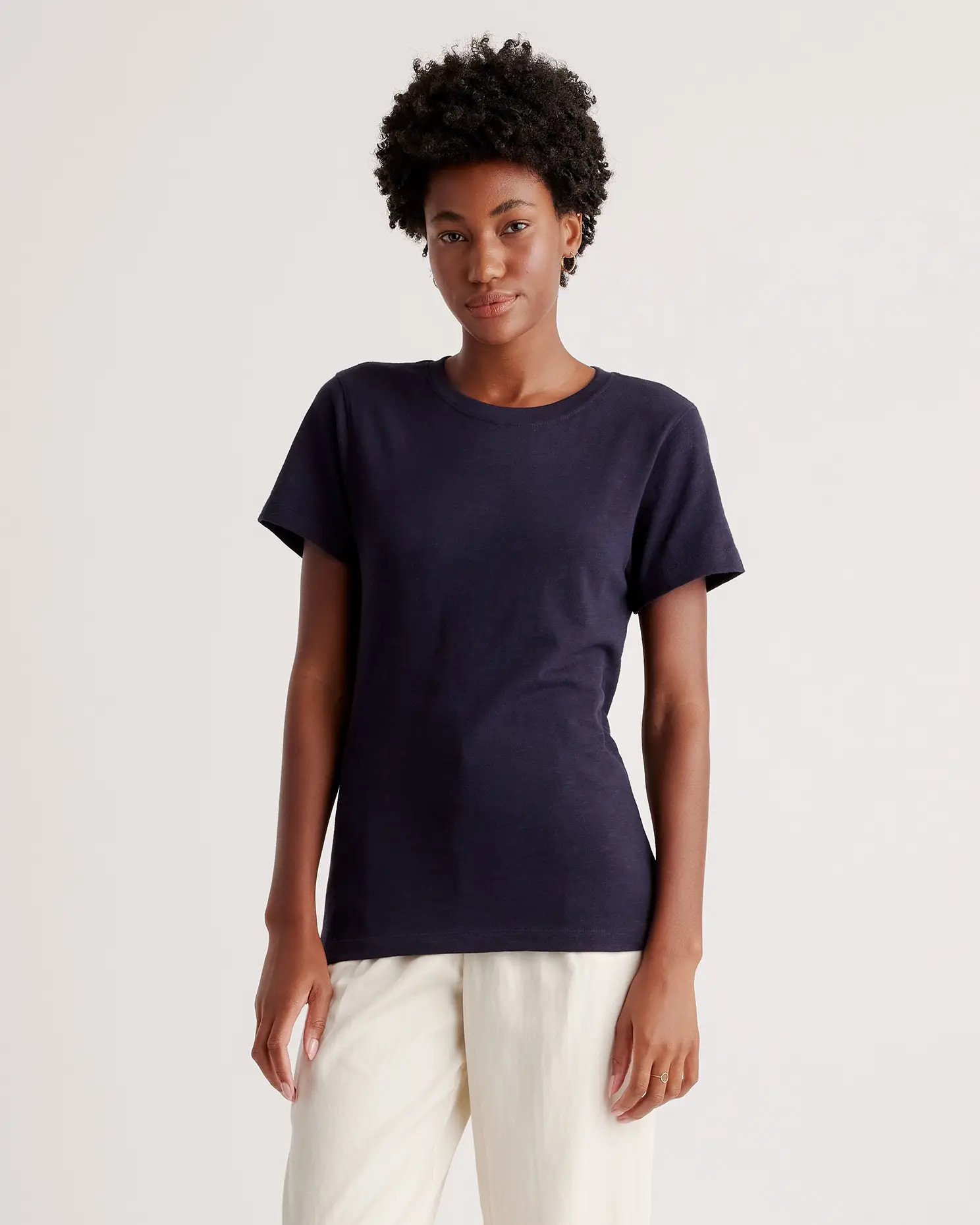 100% Organic Cotton Slub Crewneck Tee in Navy | Quince