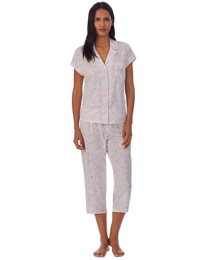 Lauren Ralph Lauren Short-Sleeve Top and Capri Pants Pajama Set & Reviews - All Pajamas, Robes & ... | Macys (US)