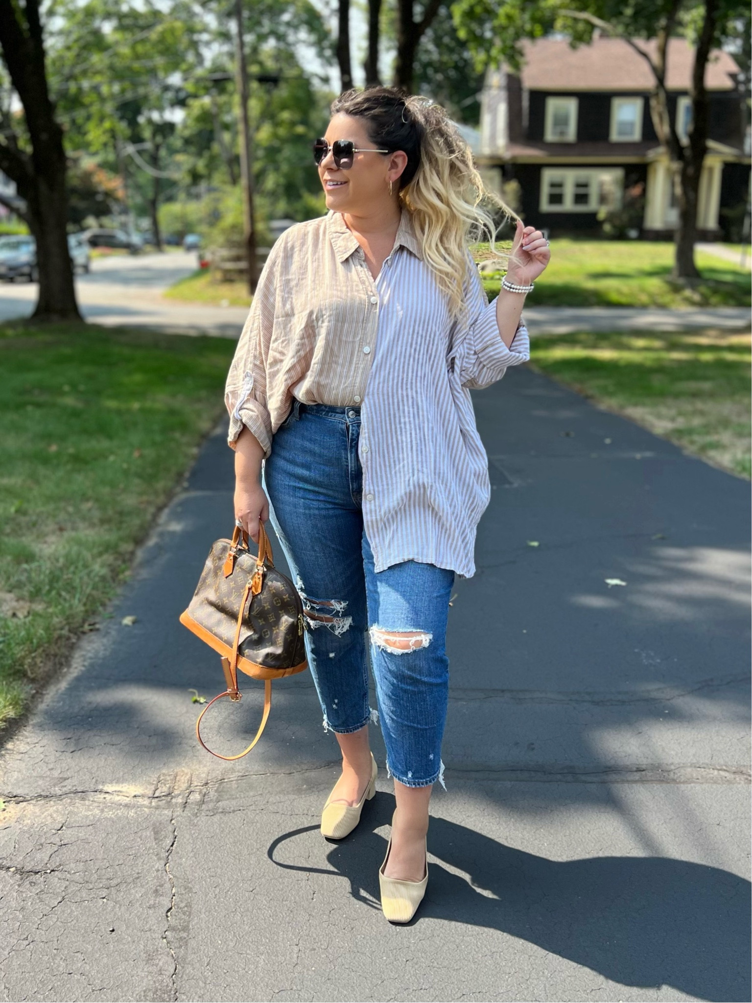 Forced these pre preggo jeans on for the picture but then couldn’t move so I had to change😂 so close to being able to wear them though! The same style in different colors are on sale during the LTK sale! Use code AFLTK to save🙌🏽 

#LTKsalealert #LTKcurves #LTKSale