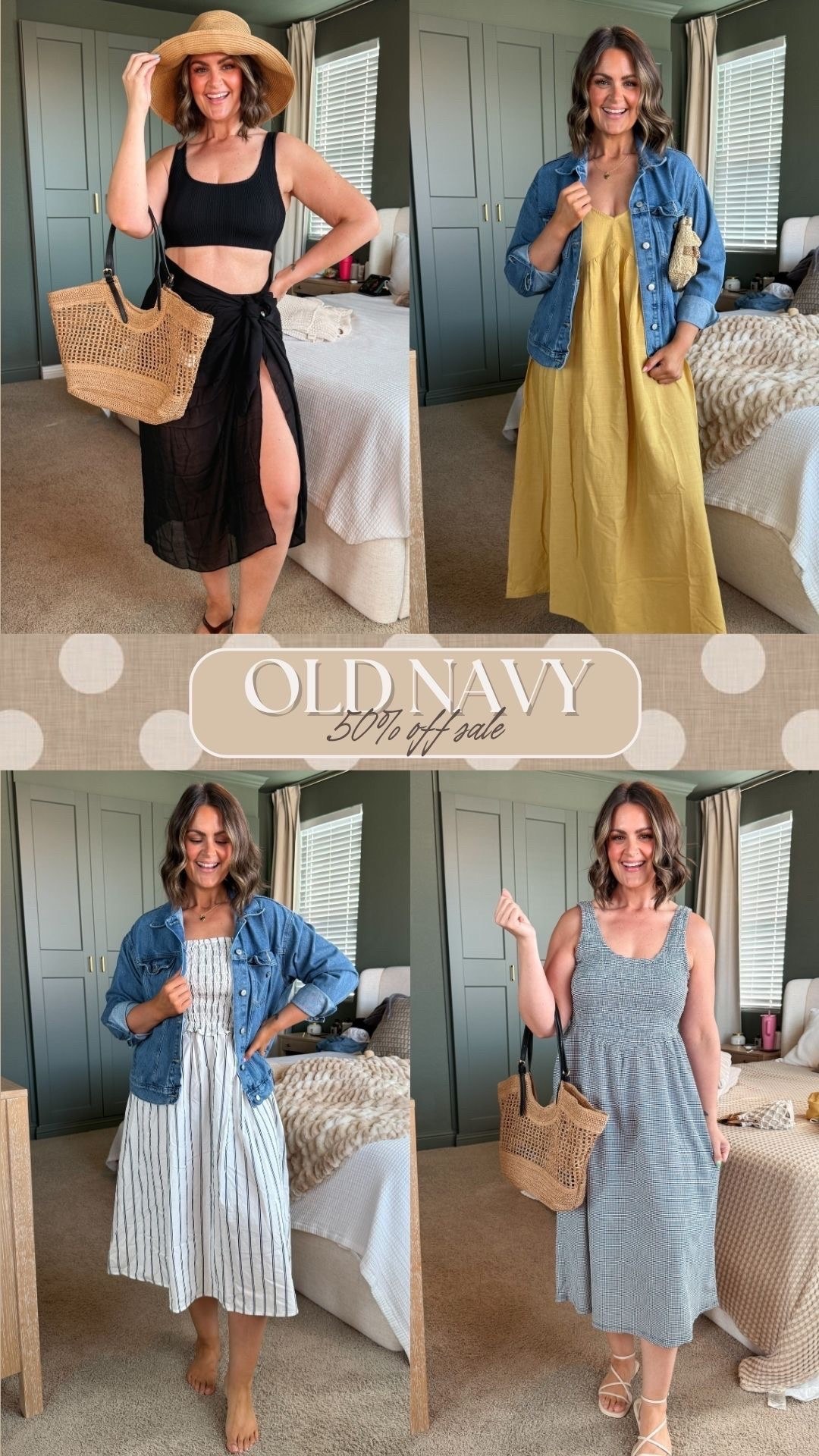 Old Navy is having a 50% off sale right now!

Yellow dress, medium, denim jacket, XL striped dress, medium, linen dress, medium (need a large) swimsuit top and bottoms, large, wrap, L/XL 

#LTKSeasonal #LTKootd #LTKMidsize