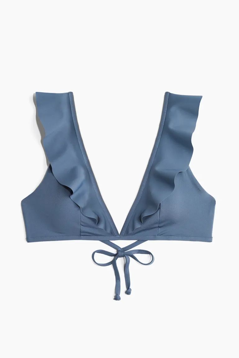 Padded Bikini Top - V-neck - Dusty blue - Ladies | H&M US | H&M (US + CA)