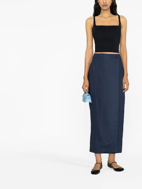 Lili Woven linen midi skirt | Farfetch Global