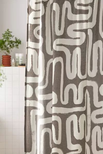 Artie Brush Stroke Shower Curtain | Urban Outfitters (US and RoW)