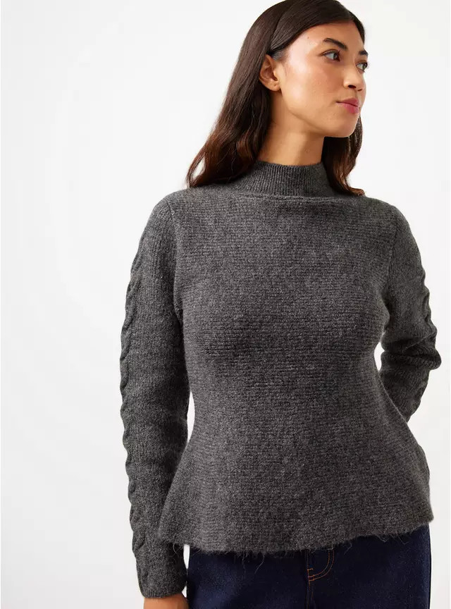 Charcoal High Neck Peplum Hem Jumper XL | Tu Clothing