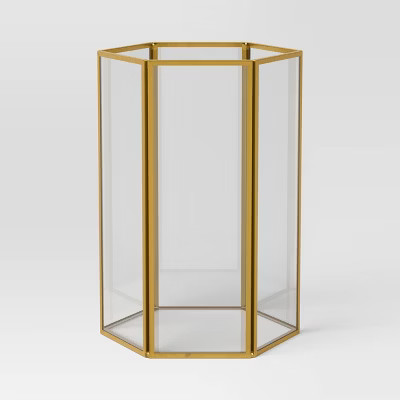 7"x5" Votive Hexagonal Metal and Glass Christmas Hurricane Candle Holder - Wondershop™ | Target