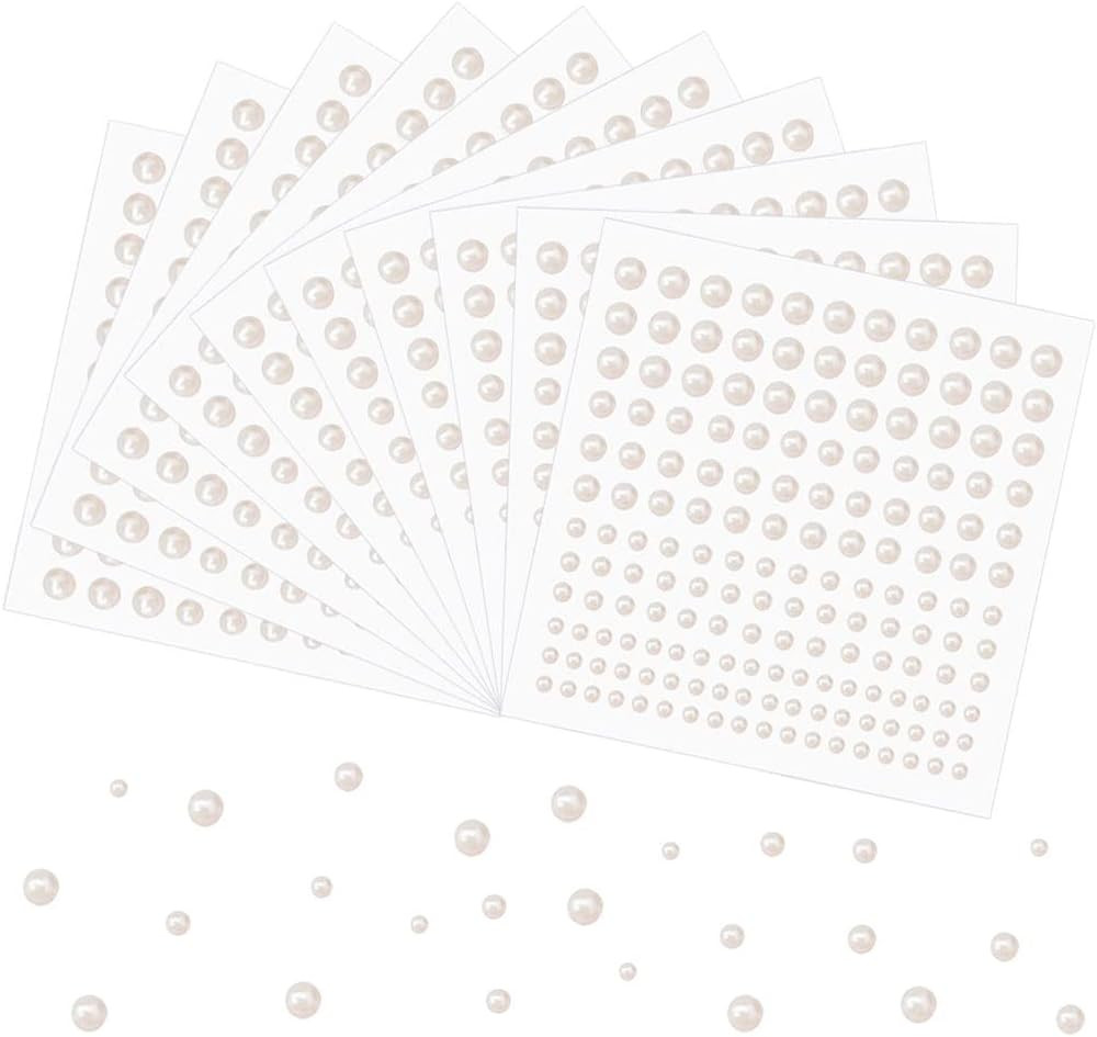 Pearl Stickers for Crafts, 1650 Pcs, 4 Sizes 3-6 mm, White | Amazon (US)