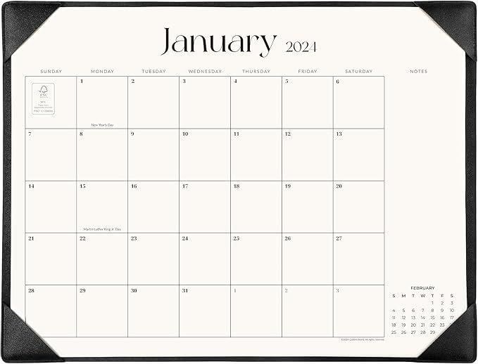 Simplified Desk Calendar 2024 with Desktop Mat, Cabbrix Large Desk Pad Calendar 21 x 16.5 Inch Ru... | Amazon (US)
