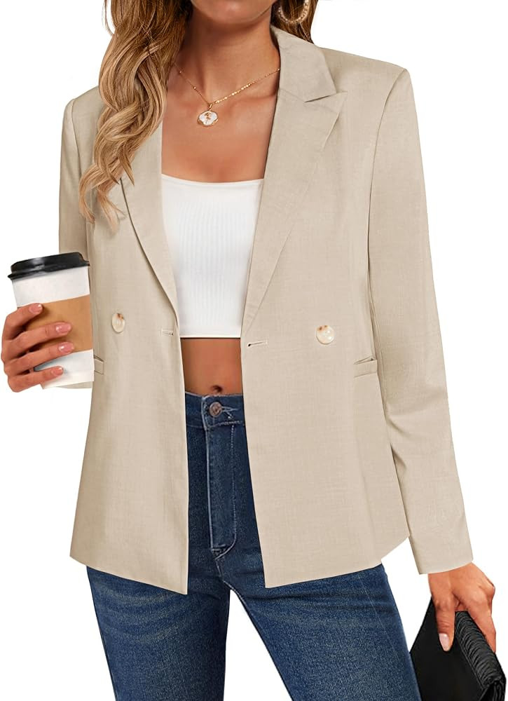 Belle Poque Women Business Casual Blazer Long Sleeve Lapel Button Work Blazer with Pockets | Amazon (US)