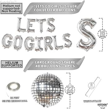 KatchOn, Lets Go Girls Balloons Set - 22 Inch, Pack of 15 | Bachelorette Balloons, Last Disco Bac... | Amazon (US)