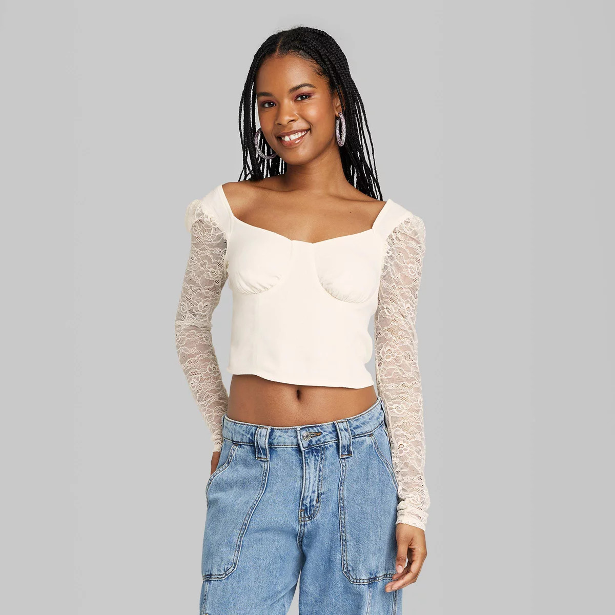 Women's Long Sleeve Lace Bustier Top - Wild Fable™ | Target