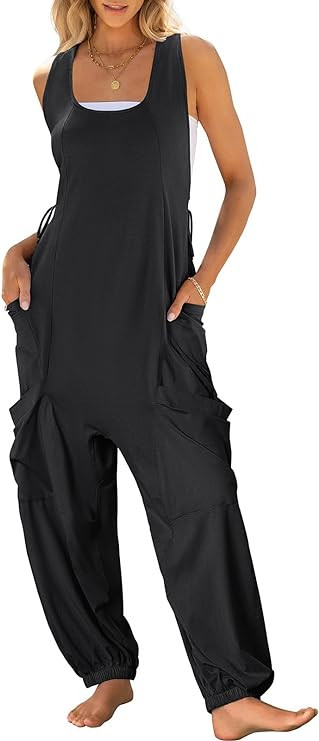 ANRABESS Women Overalls Jumpsuits Loose Casual Dressy Sleeveless Baggy Harem Pants Romper Jumpers... | Amazon (US)