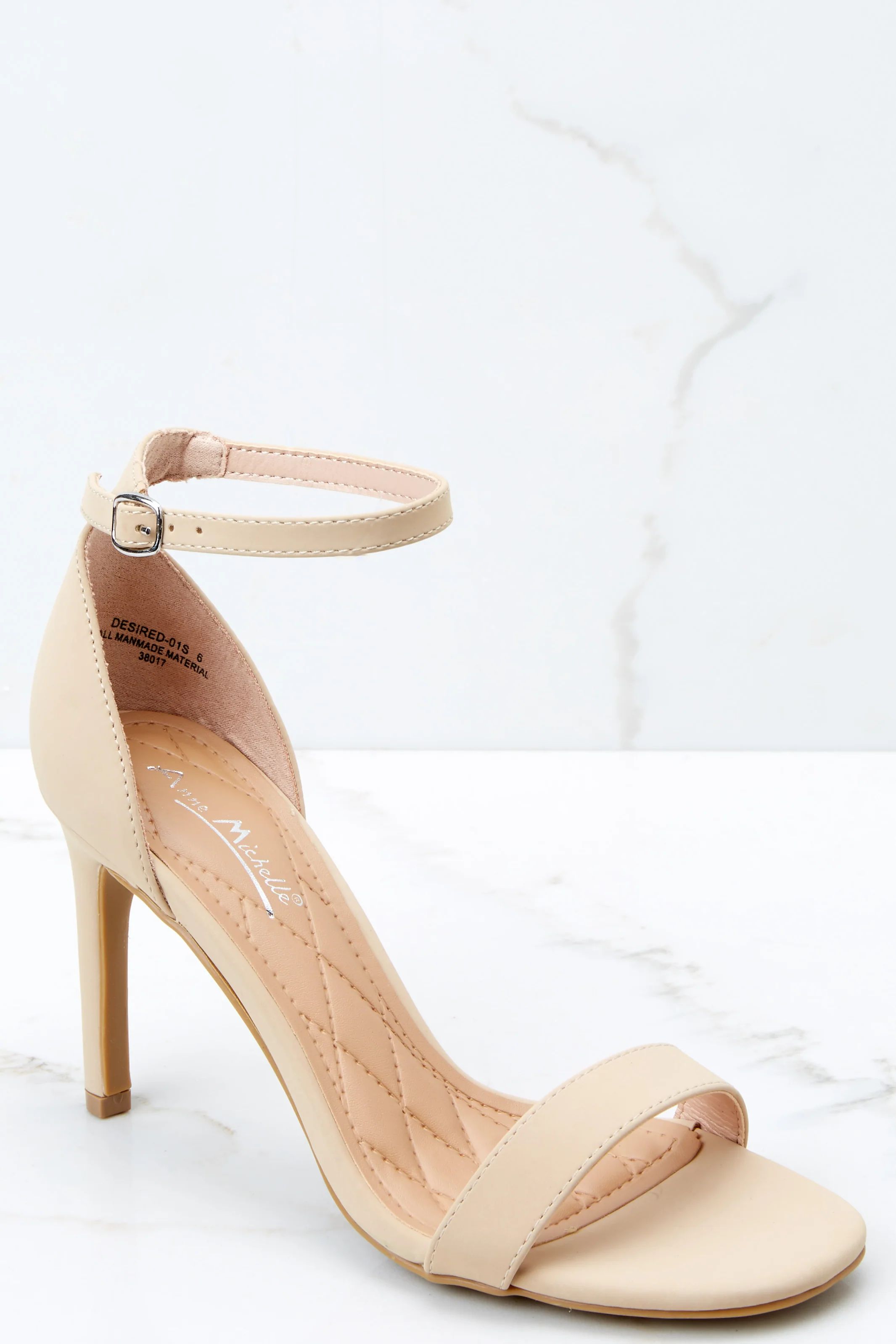 Unforgettable Steps Nude Ankle Strap Heels | Red Dress 