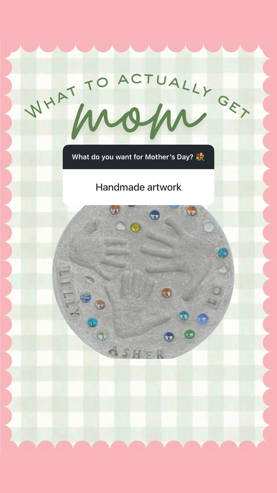 Out of all the responses, this one got me 🥹 handmade gifts from your kids will always win. Linking a few keepsake ideas for the sentimental moms.

#MothersDayGift #HandmadeGifts #SentimentalGifts #MomKeepsakes #FamilyMemories #GiftIdeasForMom #LTKHome #PersonalizedGifts #MomLife #MeaningfulGifts

#LTKMothersDay