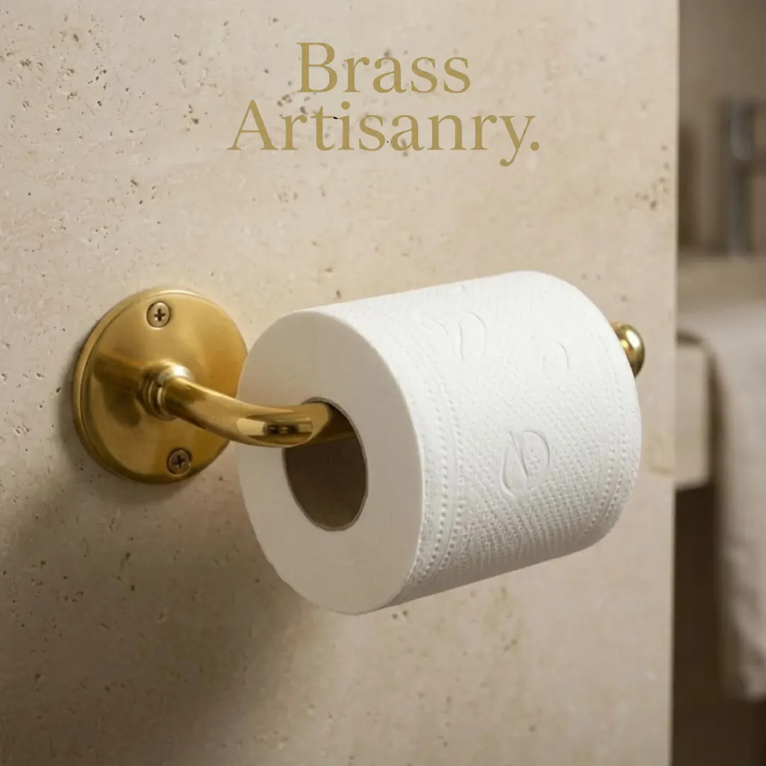 Handcrafted Unlacquered Brass Toilet Paper Holder – Minimalist Wall Mount | Etsy (US)