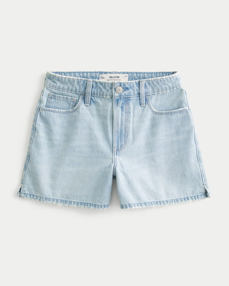 Women's High-Rise Light Wash Baggy Denim Shorts 5" | Women's Bottoms | HollisterCo.com | Hollister (US)