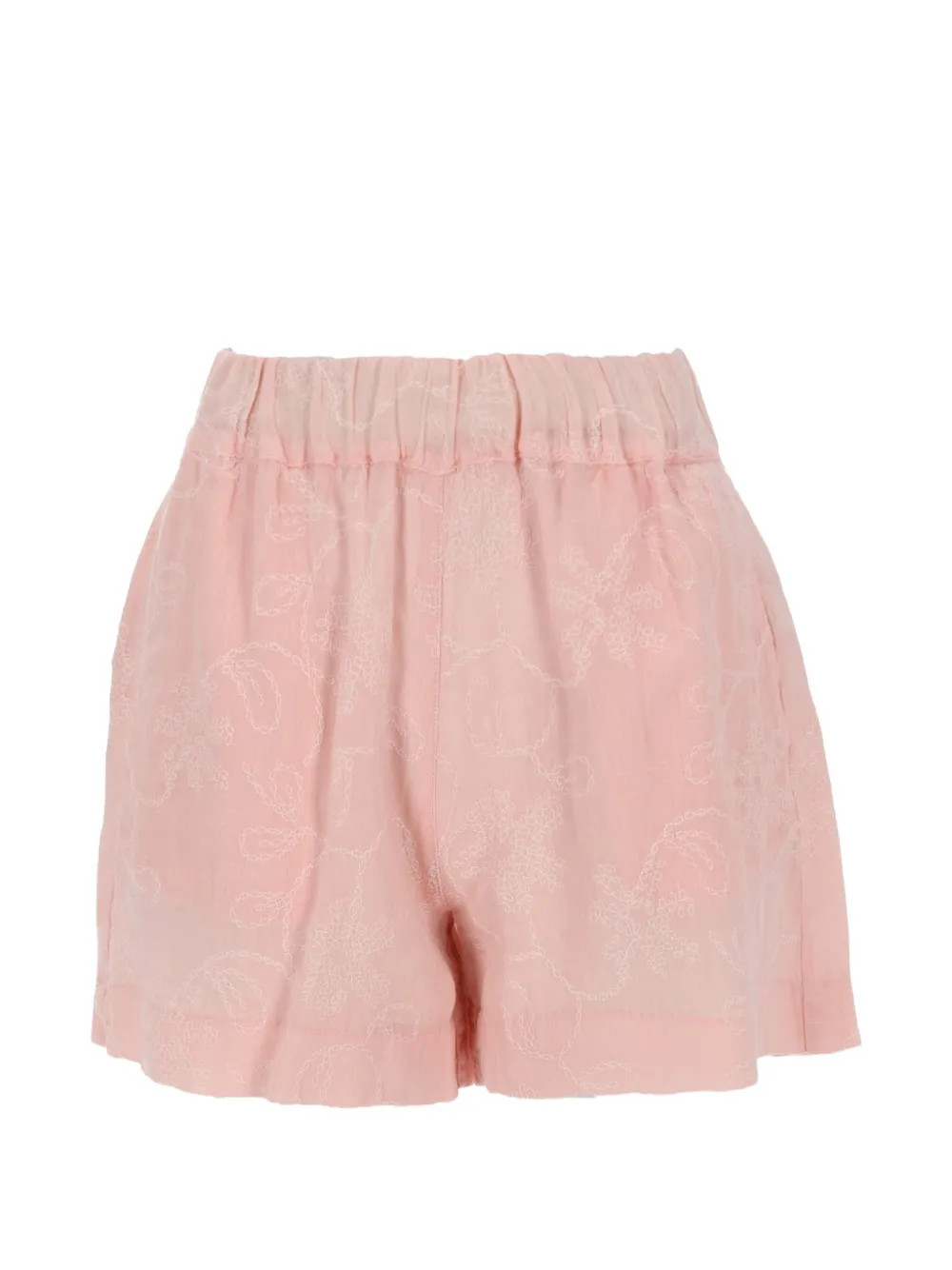 120% Lino flower-embroidered linen shorts - Pink | Farfetch Global