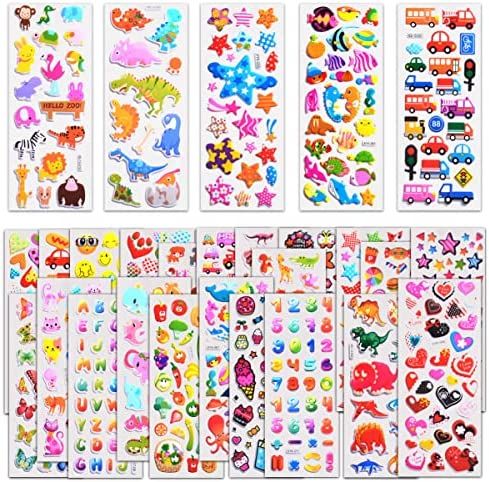 Kids Stickers 1000+, 40 Different Sheets, 3D Puffy Stickers for Kids, Bulk Stickers for Girl Boy ... | Amazon (US)