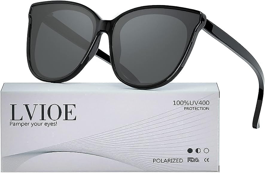 LVIOE Cat Eyes Sunglasses for Women, Polarized Oversized Fashion Vintage Eyewear for Driving Fish... | Amazon (US)