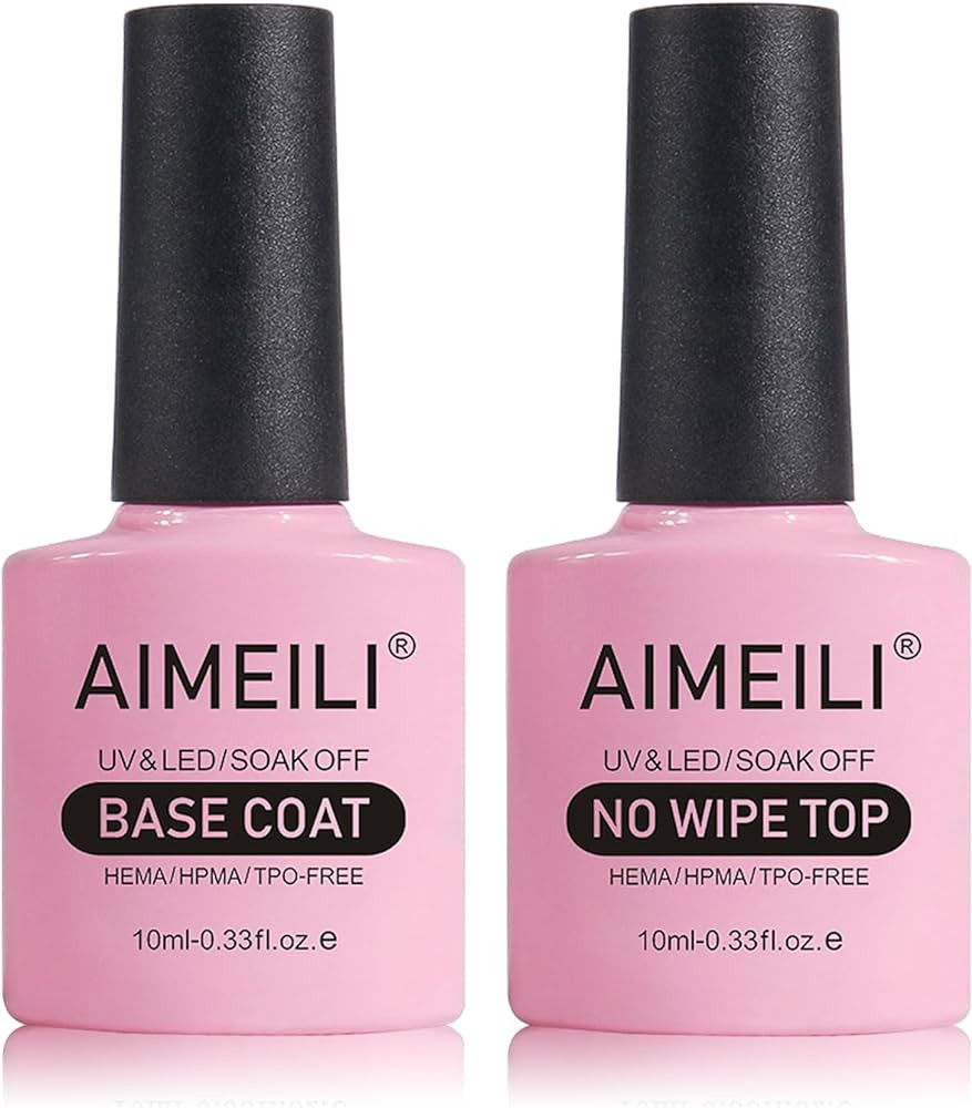 AIMEILI Gel Nail Polish No Wipe Top and Base Coat Set, Shine Finish and Long Lasting, Soak Off Ge... | Amazon (US)