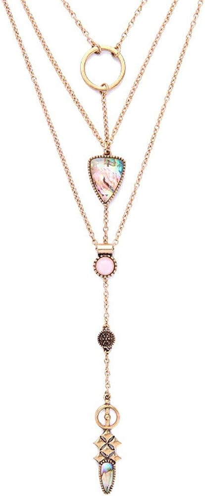 Exquisite Sequins Multilayer Pendant Necklace Multi-layer Bar Pendant Necklace Long Choker Neckla... | Amazon (US)