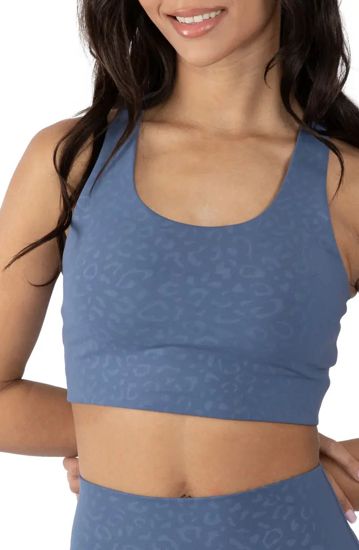 90 DEGREE BY REFLEX Wonerlink Leopard Print Sports Bra | Nordstromrack | Nordstrom Rack