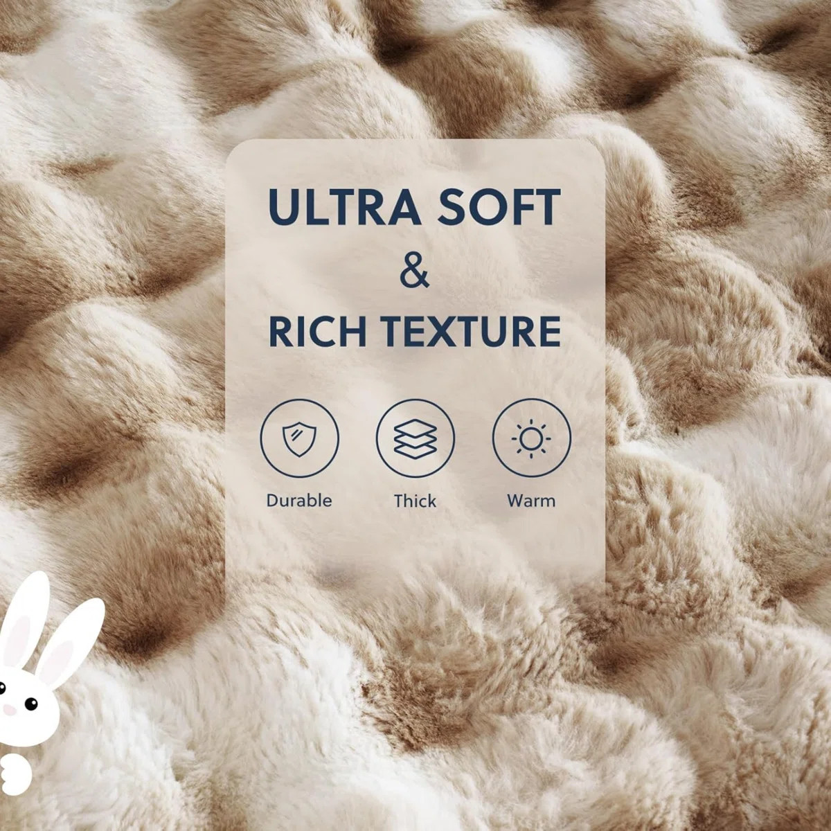 Cozy Warm Luxury Faux Fur Rabbit Throw Blanket, Knitted Soft Thick Furry Cute Plush Reversible Bl... | Wayfair North America