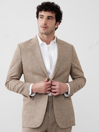 Tailored-Fit Linen-Blend Herringbone Suit Jacket | Banana Republic Factory