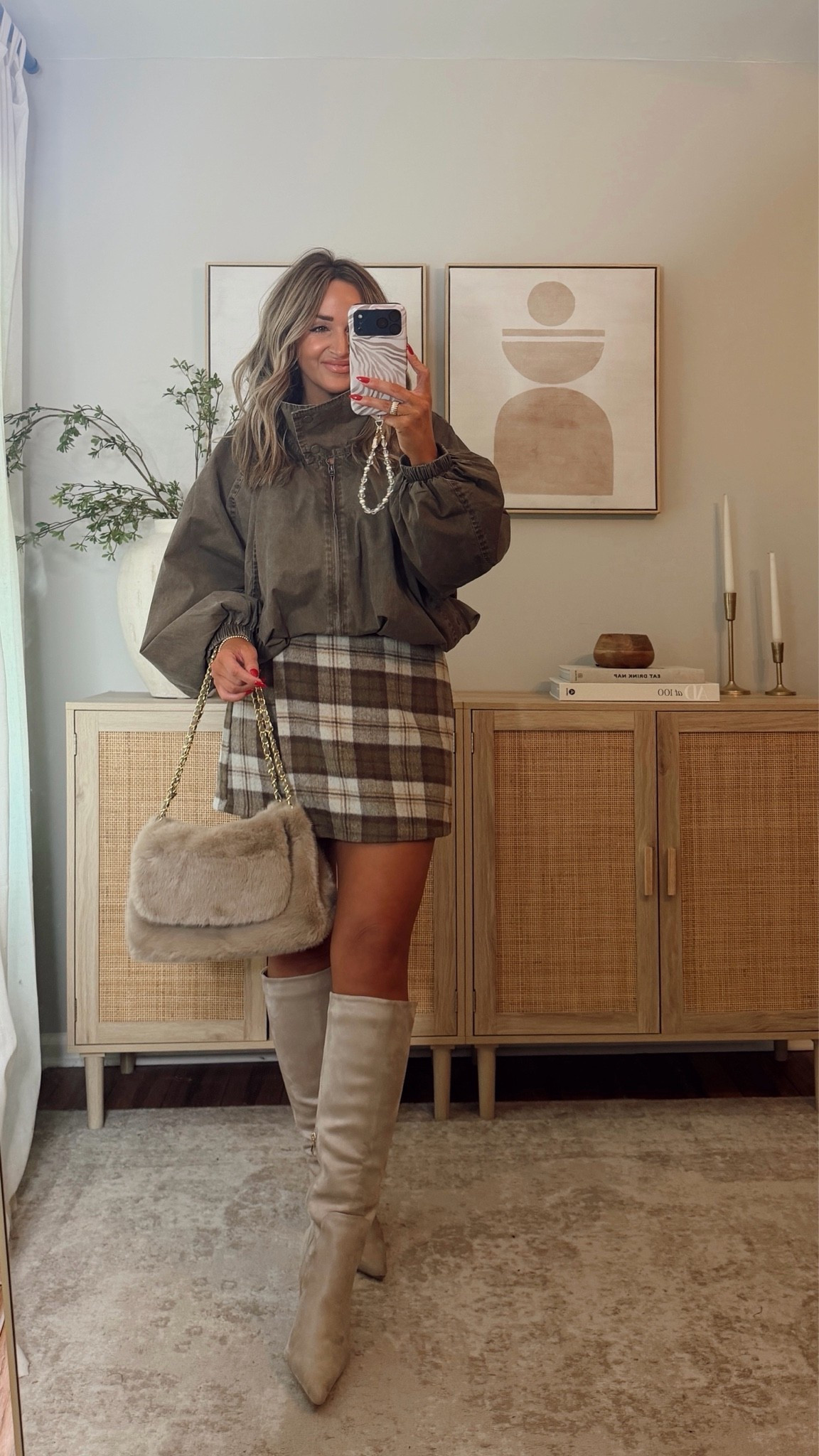 40% off with LEANN40 if expired, use code LEANN35 // funnel neck jackets trending for fall— love this muted deep olive color. this runs big, size down! i’m in a S and could have done an XS. size S skirt. fall outfits @VICI

#LTKootd