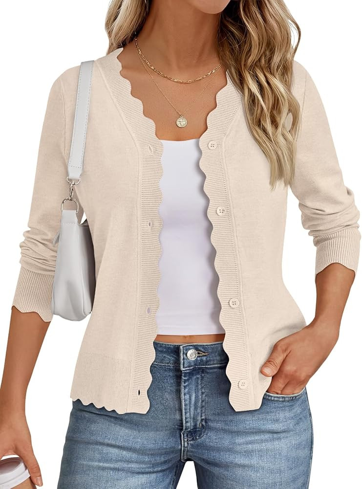 LILLUSORY Womens Cardigan Sweaters Long Sleeve Casual Lightweight Button Down V-Neck Fall Clothes... | Amazon (US)