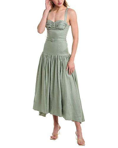 Drenica Drop Waist Corset Linen Midi Dress | Gilt & Gilt City