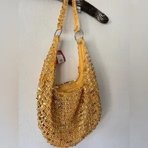 Yellow and gold sequin shoulder bag with a boho vibe. Brand new with tags, | Poshmark
