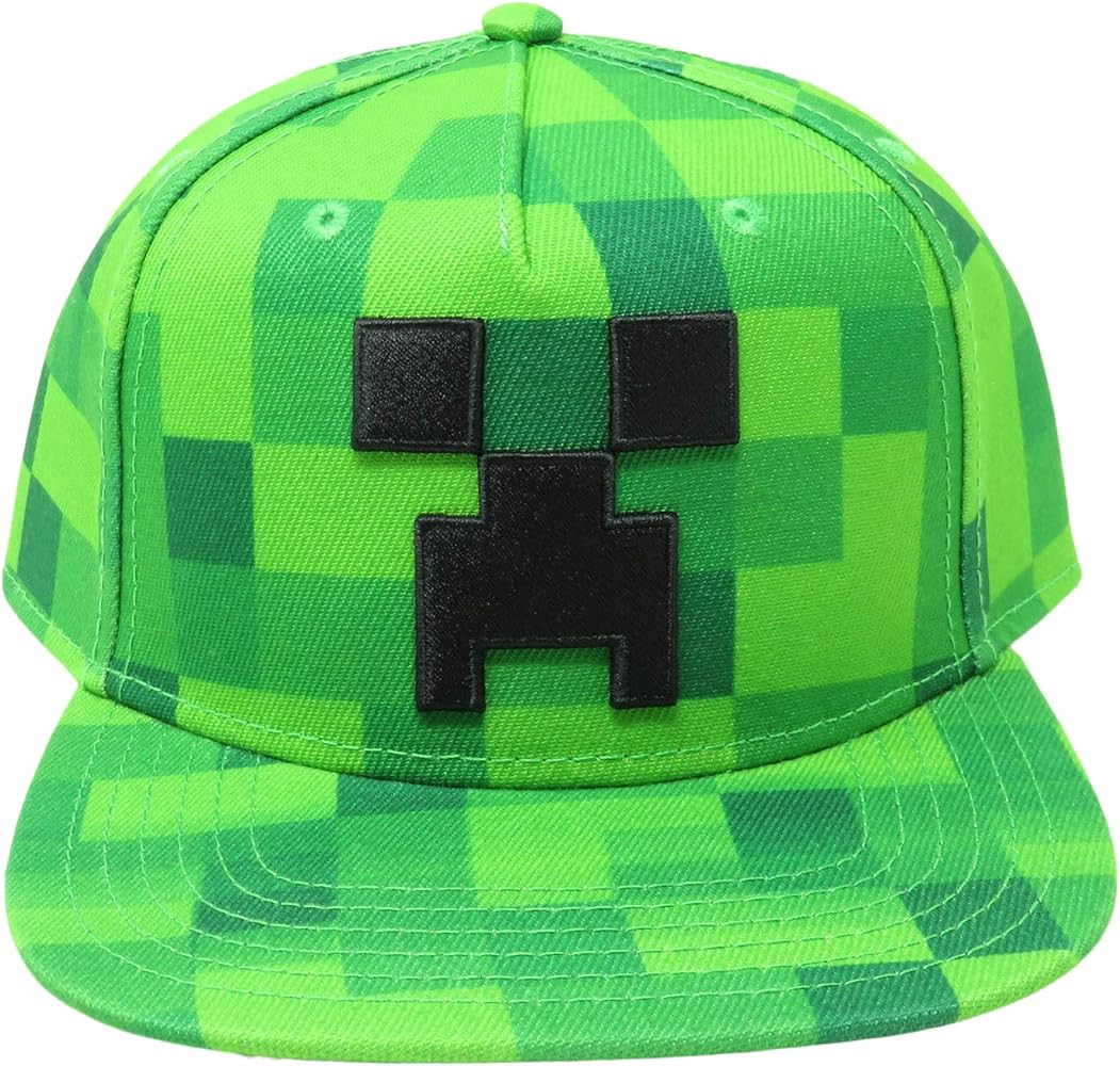 Minecraft Pixel Creeper Boys Snapback Hat Cap New Licensed Green | Amazon (US)