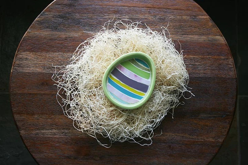 Green Easter Egg Ramekin Easter Candy Dish Spring Decorative Object Stained Glass Mosaic Striped ... | Etsy (US)
