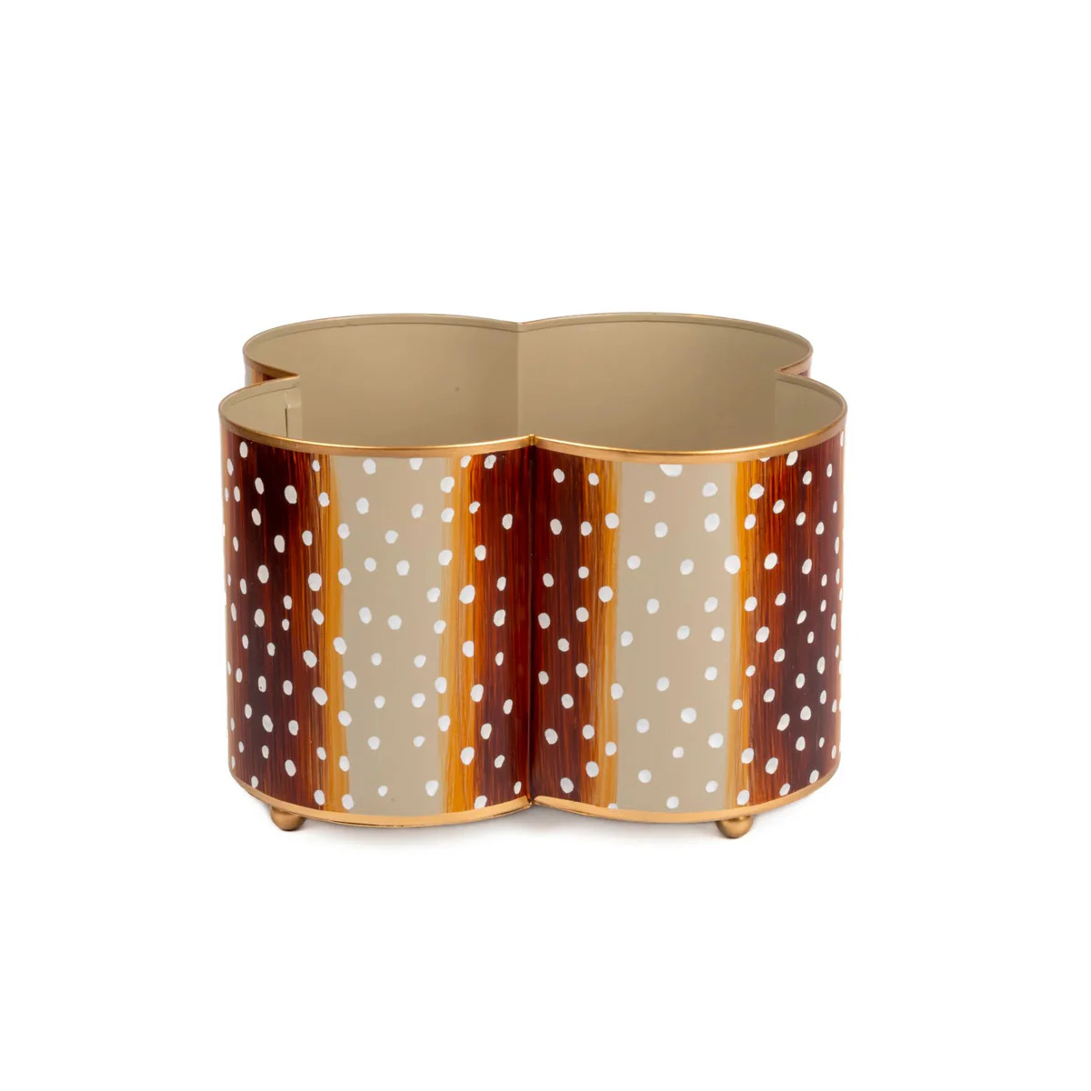 Brown & White Antelope Large Quatrefoil Cachepot | The Well Appointed House, LLC