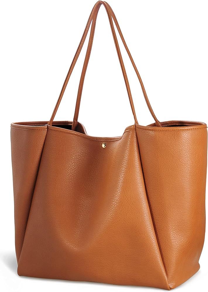 HOXIS Oversize Weekender Tote Bag for Travel       
Material: Faux Leather 

Lining: Polyester | Amazon (US)