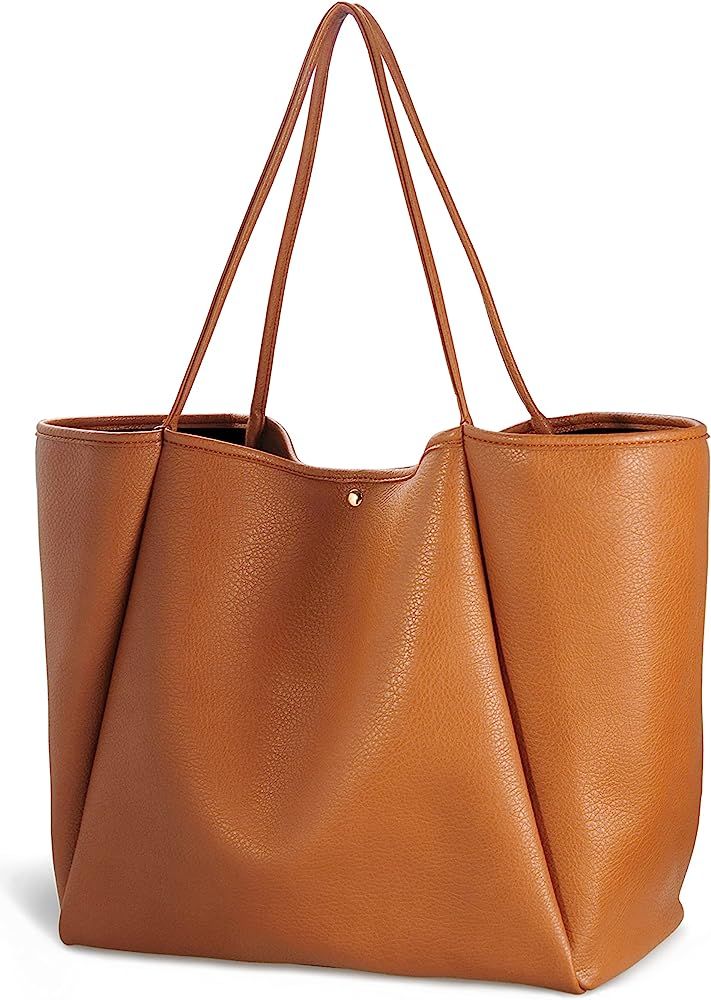 Oversize Vegan Leather Tote Women Weekender Bag Shopper Handbag Travel Purse | Amazon (US)