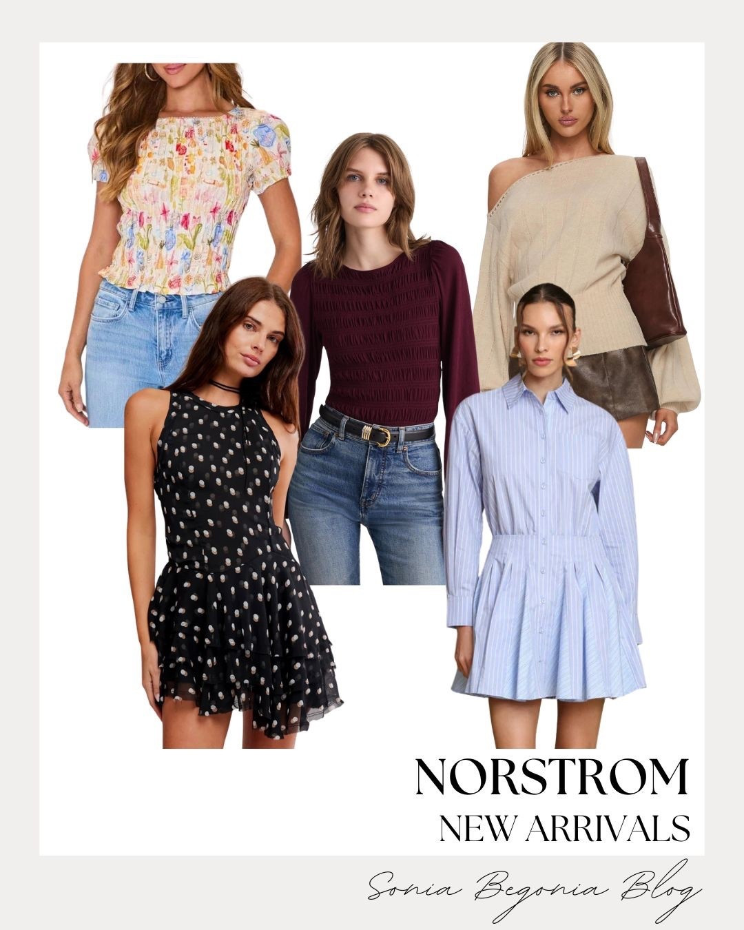 Smocked Textures & Tailored Mini Dresses! 👗

Elevate your transitional wardrobe with these stunning new arrivals from Nordstrom!

I am obsessed with the mix of romantic silhouettes and modern patterns in this collection. For an effortless daytime look, the floral smocked top paired with light wash denim is a total standout, or opt for the chic light blue striped shirt dress for a more structured, preppy vibe. If you're looking for something edgier, the black polka dot tiered mini dress or the cozy off-the-shoulder knit paired with a leather mini skirt are perfect for a night out. Finish any of these looks with a rich chocolate brown shoulder bag and sculptural gold earrings for a touch of polished glam!

#OOTD
#Nordstrom
#NordstromFinds
#SpringStyle
#MiniDress
#SmockedTop
#ShirtDress
#StreetStyle
#EverydayChic
#LTKStyle
#DateNightOutfit
#SpringTransition
#PinterestStyle
#FashionInspo
#NordstromHaul


#LTKootd #LTKSeasonal