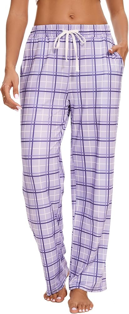 Kabento Womens Pajama Pants Plaid Sleep Lounge Pj Bottoms With Pockets | Amazon (US)