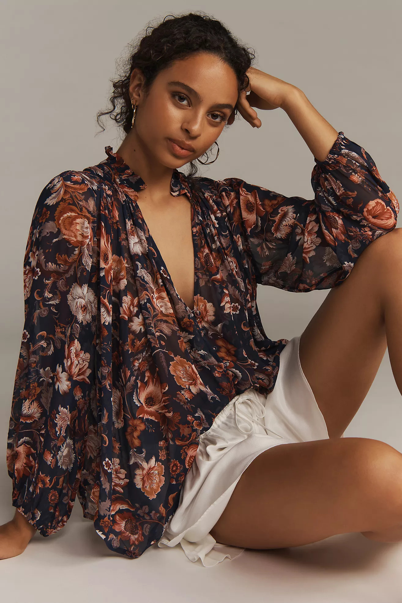 The Estela Sheer Printed Blouse | Anthropologie (US)