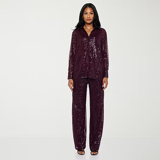 new!Premier Amour Womens Straight Pull-On Sequin Pant | JCPenney
