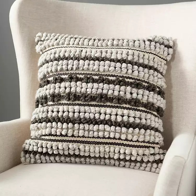 Gray Woven Loops Pillow | Kirkland's Home