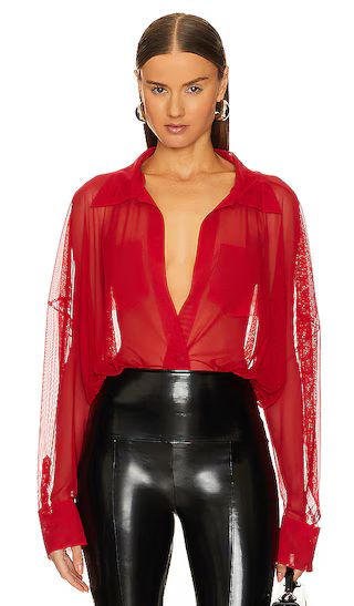 Super Oversized Shirt Bodysuit in Tiger Red | Revolve Clothing (Global)