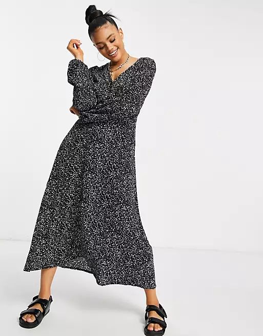 Missguided smock dress with v neck in black dalmatian | ASOS (Global)
